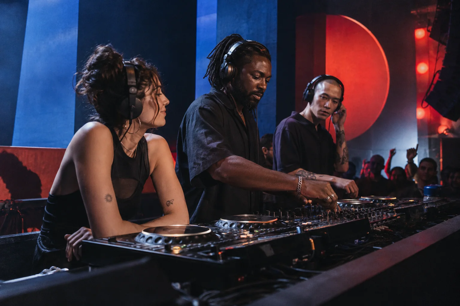DJs playing together in front of an audience